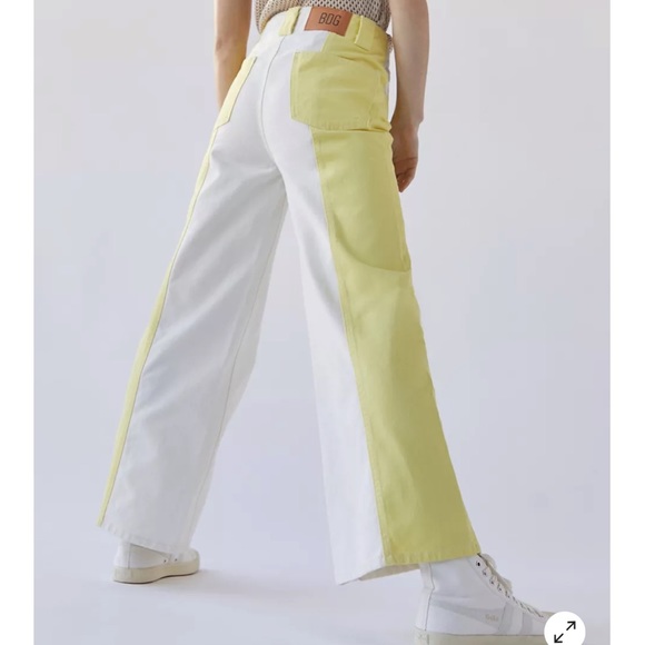 NWT BDG High & Wide Jean - Colorblock yellow and white stripes sizes 26, 27 - Picture 2 of 12